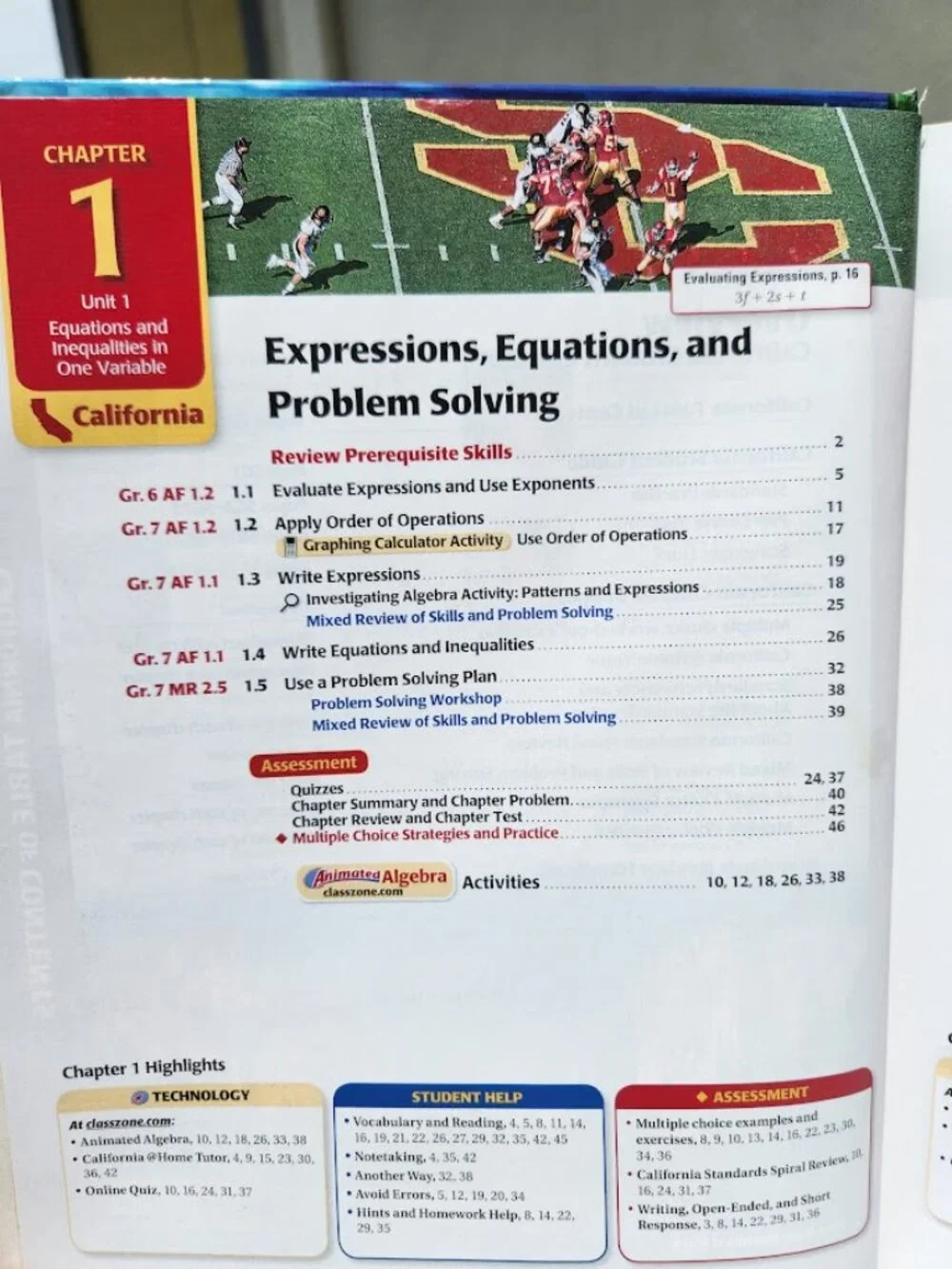 McDougal Littell Math Algebra 1 California Textbook Book Hardcover School Suppli